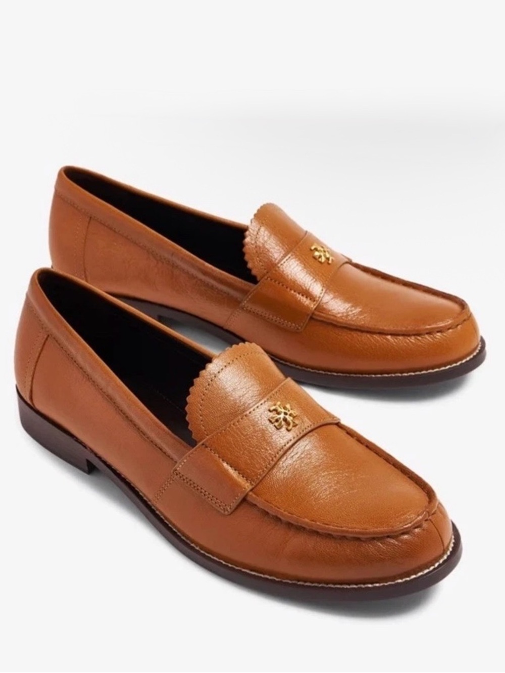 TORY BURCH Classic Penny Loafers Sugar Brown Leather 9